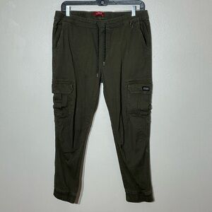 Guess Men's Large Dark Green Cargo Pants Joggers
